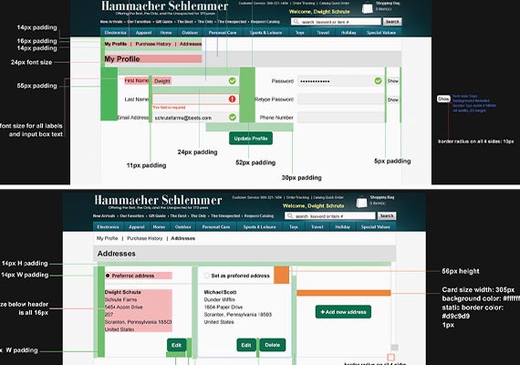 Following lessons learned from Motorola, I created pixel perfect style guides to dictate padding, margin, font-size, etc. for our IT team to build. Content had to be organized into clean and easy to read instructions to maintain integrity of design.